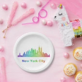 Rainbow New York City skyline Papieren Bordje (Feest)