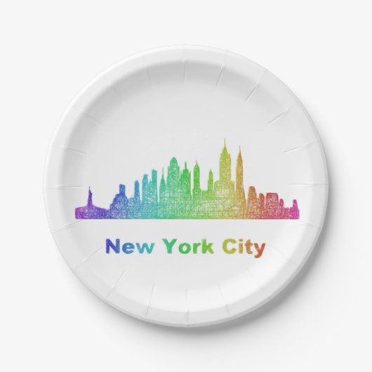 Rainbow New York City skyline Papieren Bordje (Voorkant)