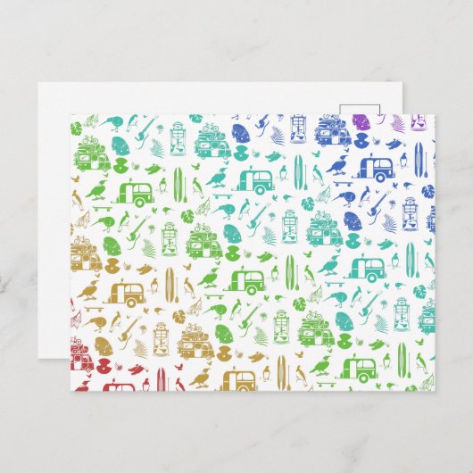 Rainbow New Zealand Pattern Briefkaart (Voorkant / Achterkant)
