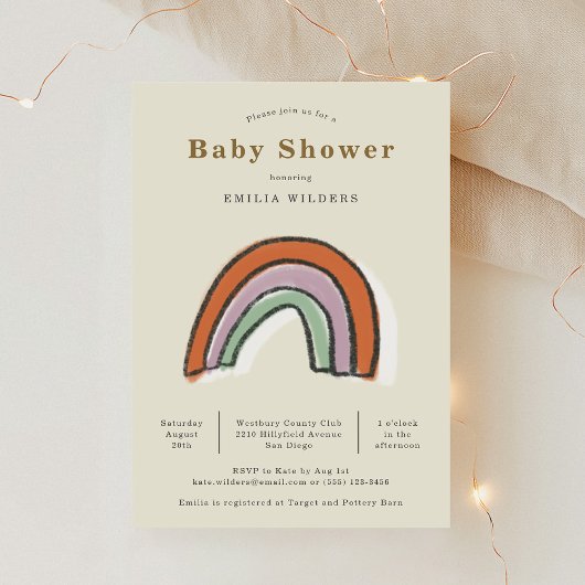 Rainbow Newborn Illustration Baby shower Kaart