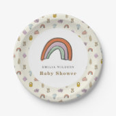 Rainbow Newborn Illustration Baby shower Papieren Bordje (Voorkant)