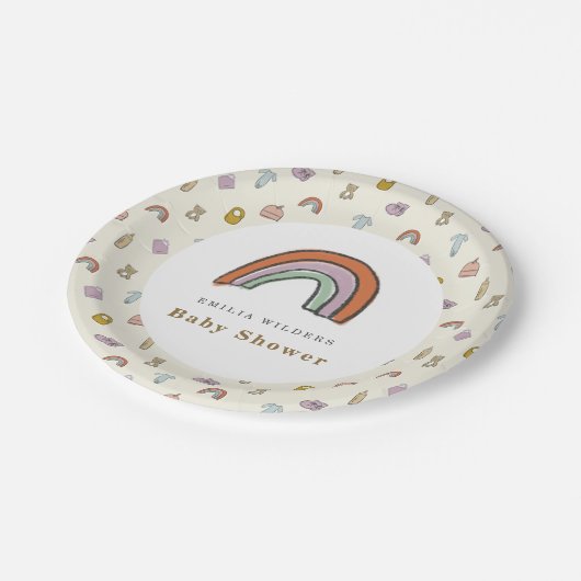 Rainbow Newborn Illustration Baby shower Papieren Bordje (Gekanteld)