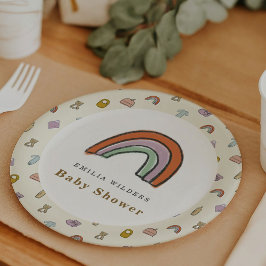 Rainbow Newborn Illustration Baby shower Papieren Bordje