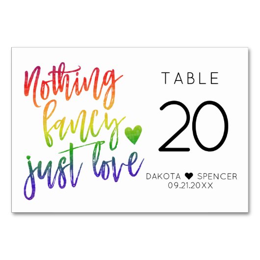 Rainbow Niets Fancy gewoon liefde | Casual huwelij Kaart (Voorkant)