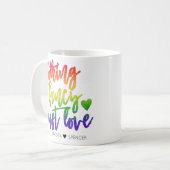 Rainbow Niets Fancy gewoon liefde | Casual huwelij Koffiemok (Voorkant links)