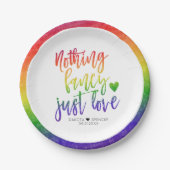 Rainbow Niets Fancy gewoon liefde | Casual huwelij Papieren Bordje (Voorkant)