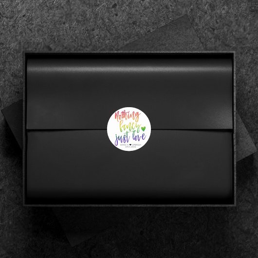 Rainbow Niets Fancy gewoon liefde | Casual huwelij Ronde Sticker