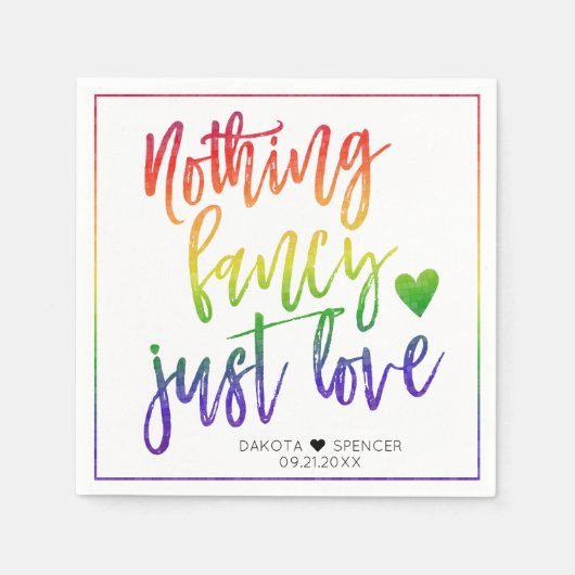 Rainbow Niets Fancy gewoon liefde | Casual huwelij Servet (Voorkant)