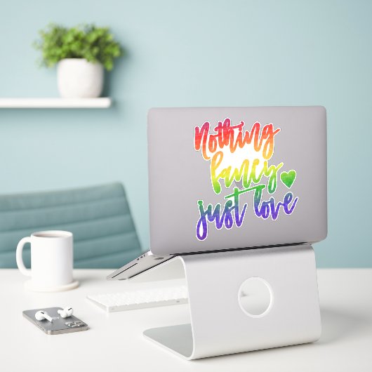 Rainbow Niets Fancy gewoon liefde | Casual huwelij Sticker (Laptop op bureau)