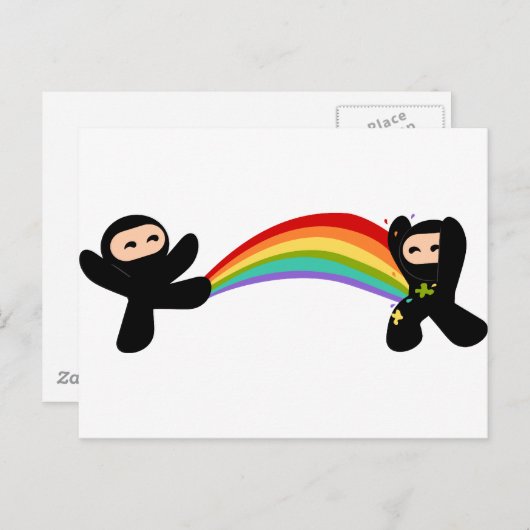 Rainbow Ninja Kick Briefkaart (Voorkant / Achterkant)