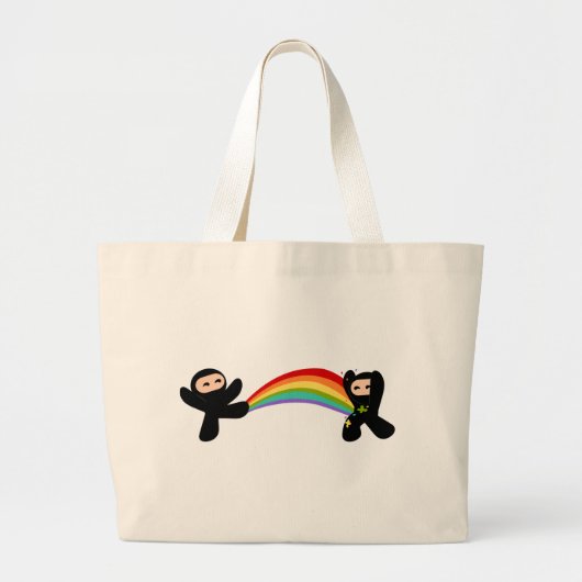 Rainbow Ninja Kick Grote Tote Bag (Voorkant)