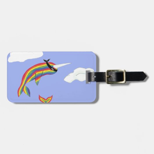 Rainbow Ninja Narwhal die vliegt Bagagelabel (Voorkant horizontaal)