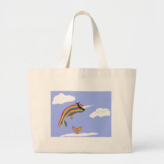 Rainbow Ninja Narwhal die vliegt Grote Tote Bag (Voorkant)