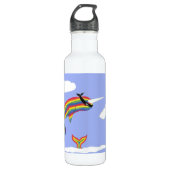 Rainbow Ninja Narwhal die vliegt met fles (Voorkant)