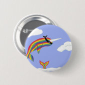 Rainbow Ninja Narwhal die vliegt Ronde Button 5,7 Cm (Voorkant /achterkant)