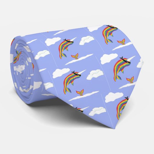 Rainbow Ninja Narwhal die vliegt Stropdas (Opgerold)