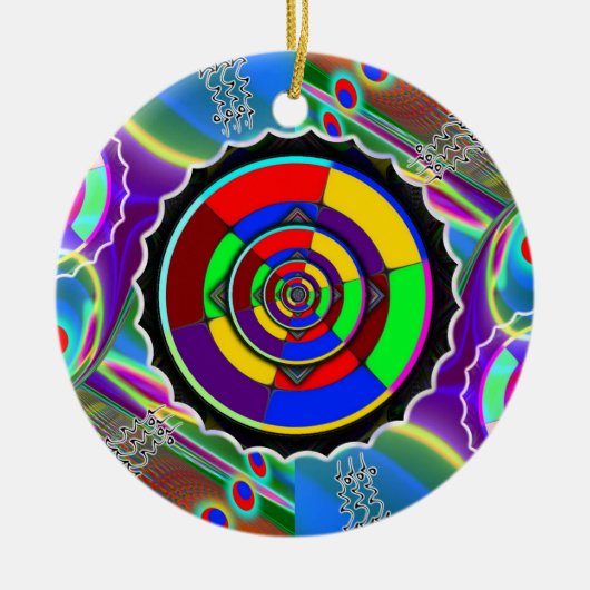 Rainbow NO NUKES Symbool Keramisch Ornament (Voorkant)
