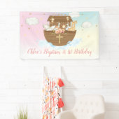 Rainbow Noah's Ark 1st Birthday Baptism Backdrop Spandoek (Insitu)