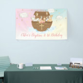 Rainbow Noah's Ark 1st Birthday Baptism Backdrop Spandoek (Beurs)