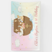 Rainbow Noah's Ark 1st Birthday Baptism Backdrop Spandoek (Verticaal)