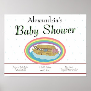 Rainbow Noah's Ark Baby shower-uitnodiging Poster