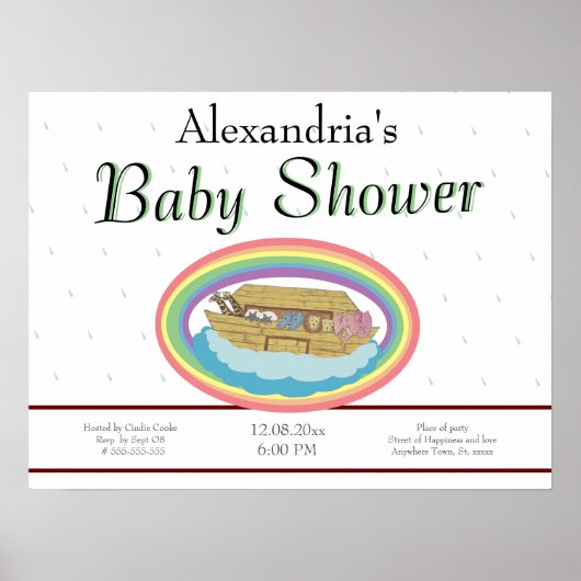 Rainbow Noah's Ark Baby shower-uitnodiging Poster (Voorkant)