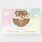 Rainbow Noah's Ark Christening Baptism Backdrop Spandoek (Horizontaal)