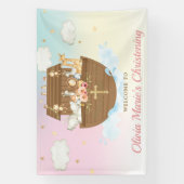 Rainbow Noah's Ark Christening Baptism Backdrop Spandoek (Verticaal)