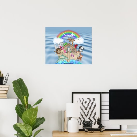 RAINBOW NOAHS ARK NURSERY DECORATION Poster (Thuiskantoor)