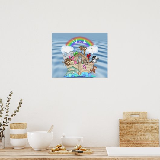 RAINBOW NOAHS ARK NURSERY DECORATION Poster (Keuken)