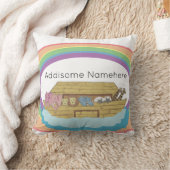Rainbow Noah's Ark op White custom name Kussen (Deken)
