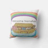Rainbow Noah's Ark op White custom name Kussen (Achterkant)
