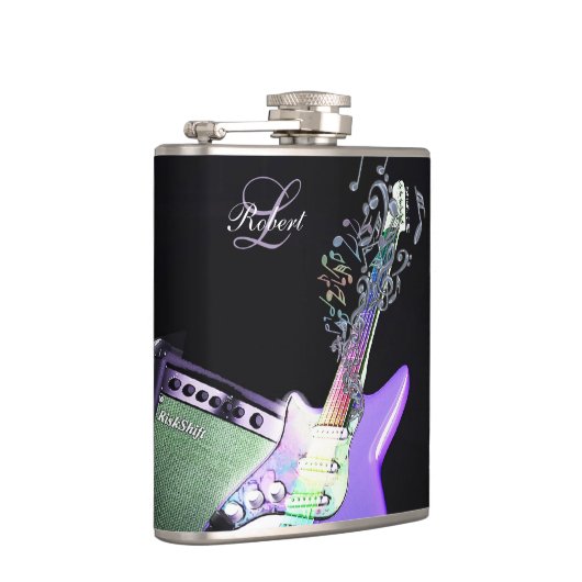 Rainbow Notes Monogram Elektrische gitaarkolf Heupfles (Rechts)