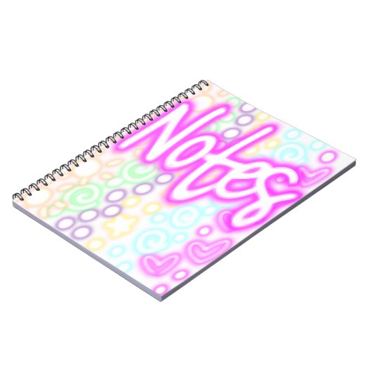 Rainbow “Notes” Notebook – Neon Pastel Aesthetic Notitieboek (Linkerzijde)