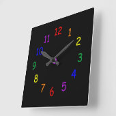 Rainbow Numbers Wall Clock Vierkante Klok (Hoek)