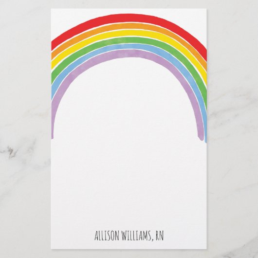 Rainbow Nurse Name Briefpapier (Voorkant)