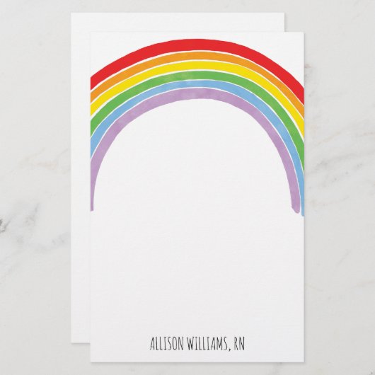 Rainbow Nurse Name Briefpapier (Voorkant / Achterkant)