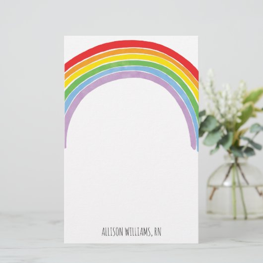 Rainbow Nurse Name Briefpapier (Staand voorkant)