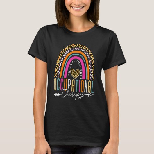 Rainbow Occupational Therapy Leopard OT Therapist  T-shirt (Voorkant)