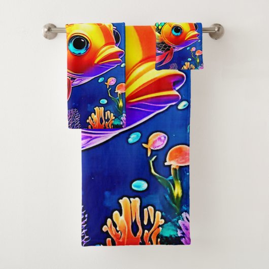 Rainbow Ocean Reef Fish Design Bad Handdoek (Insitu)