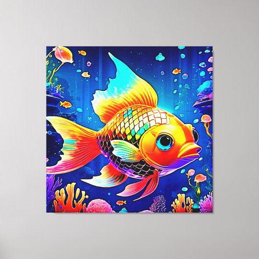 Rainbow Ocean Reef Fish Design Canvas Afdruk (Voorkant)