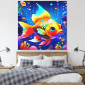 Rainbow Ocean Reef Fish Design Canvas Afdruk (Insitu (Slaapkamer))