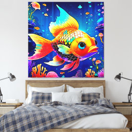 Rainbow Ocean Reef Fish Design Canvas Afdruk