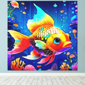 Rainbow Ocean Reef Fish Design Canvas Afdruk (Insitu (Houten vloer))