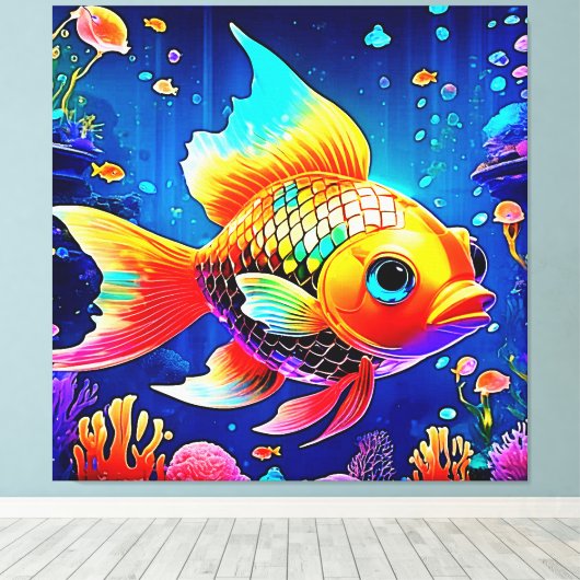 Rainbow Ocean Reef Fish Design Canvas Afdruk (Insitu (Houten vloer))