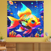Rainbow Ocean Reef Fish Design Canvas Afdruk (Insitu (Woonkamer))