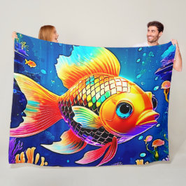 Rainbow Ocean Reef Fish Design Fleece Deken