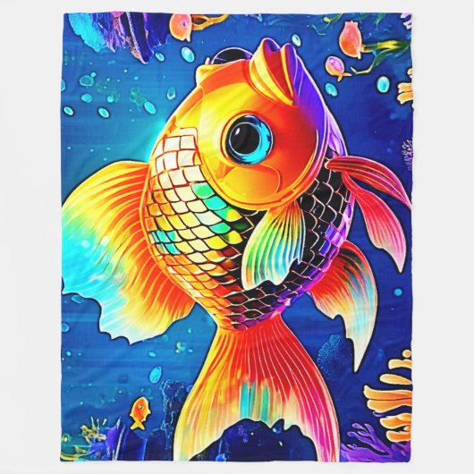 Rainbow Ocean Reef Fish Design Fleece Deken (Voorkant)