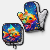 Rainbow Ocean Reef Fish Design Ovenwant & Pannenlap Set (Voorkant / Achterkant)