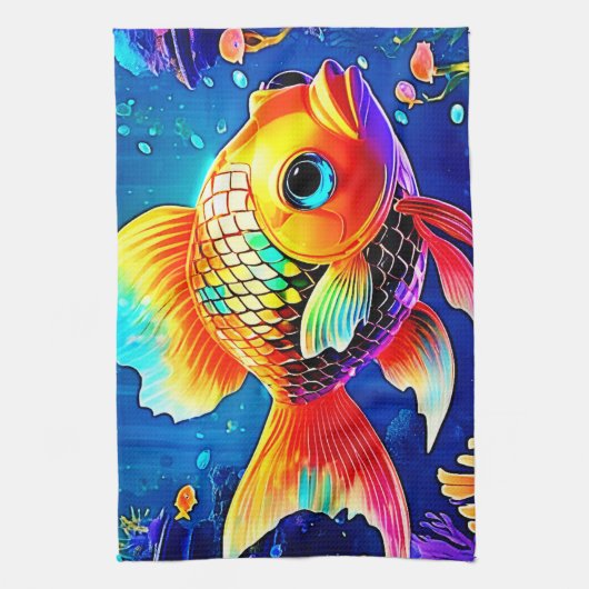 Rainbow Ocean Reef Fish Design Theedoek (Verticaal)